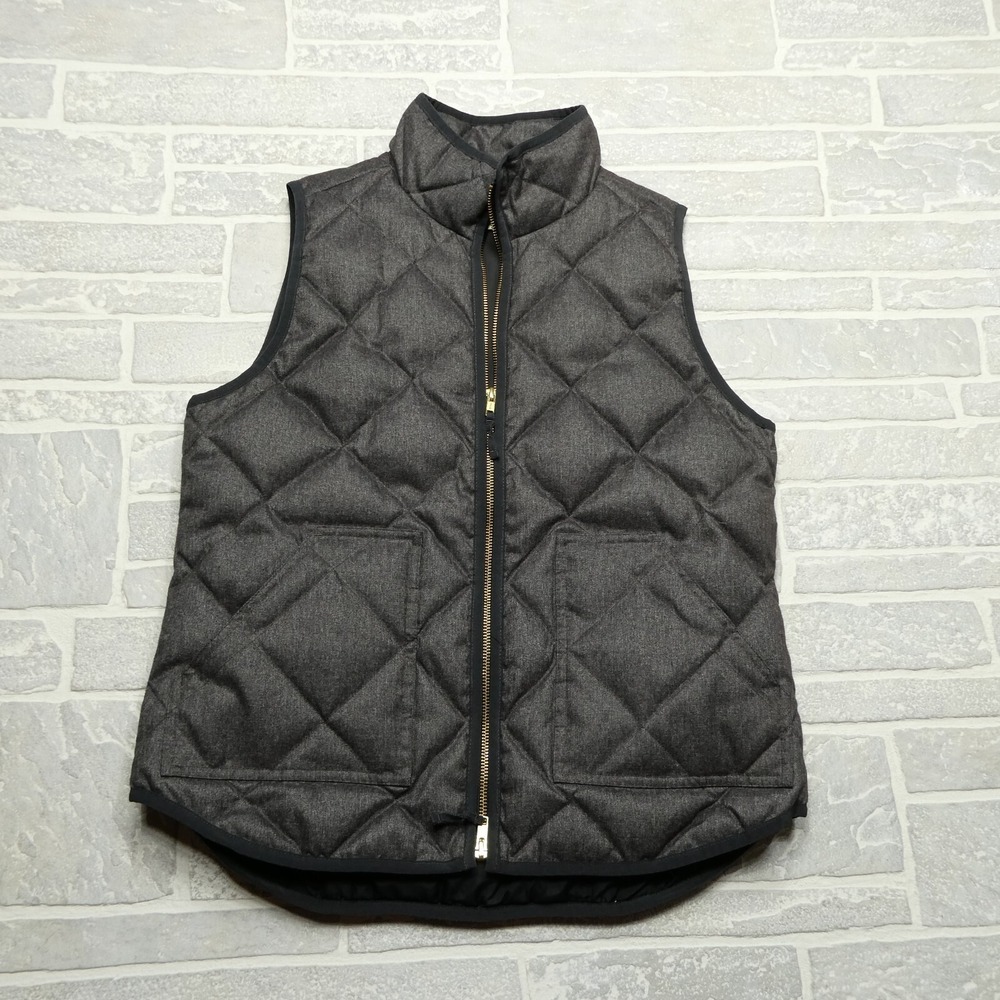 J Crew Vest Womens Medium Gray Quilted Textured Down Fill Vest Outdoors